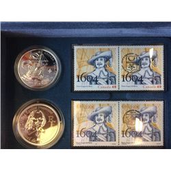 RCM Issue: 2004 5$  Sterling Silver Ile Sainte-Croix Coins & Stamp & C.O.A & Box