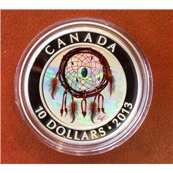 RCM Issue: 2013 10$ Fine Silver Dreamcatcher Hologram, No Tax C.O.A & Box