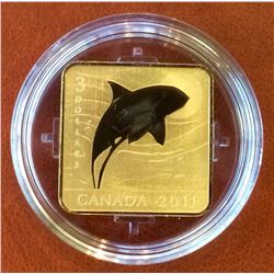 RCM Issue: 2013 3$ Square Sterling Silver Coin-Orca Whale, C.O.A. & Box