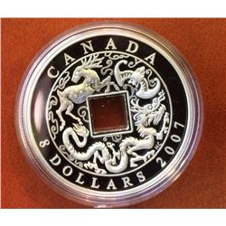 RCM Issue: 2007 8$ Fine Silver Chinese Coin, with C.O.A. & Box, No Tax