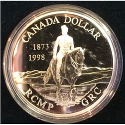 RCM Issue: 1998 Proof Silver Dollar- 125 th R.C.M.P