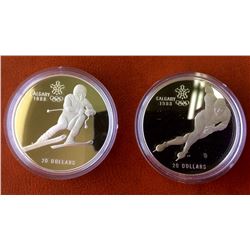 RCM 1988 Olympic Winter Games coin 1 oz troy of Fine Silver, 2 Pieces of $20.00 dollars vace value