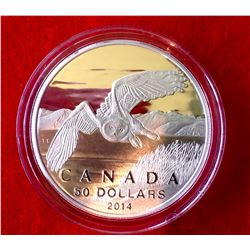 RCM Lot: 2014.9999 Fine Silver $50 Dollars coin, Snowy Owl,Tax Exempt