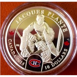 RCM: 2015 10$ Fine Silver Goalies: Jaques Plante, C.O.A, No Tax, No Sleeve