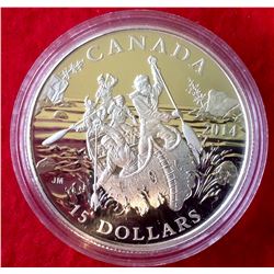 RCM; 2014 15$ dollars coin Voyageur, with No C.O.A. and Box, Tax Exempt,