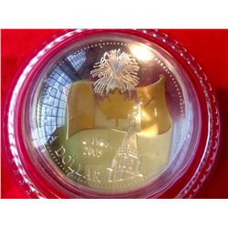 RCM; 2005 gold plated 1$ Silver The Flag, coin with one scatch