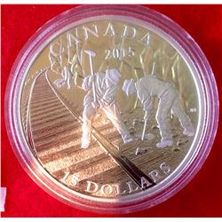 RCM ; 2015 $15 dollar 99.99 Fine Silver Exploring Canada Series- Building the Canadian Pacific Railw