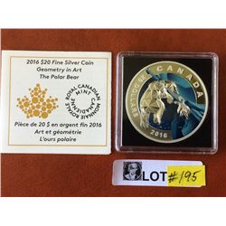 MRC: 2016 1 OZ Geometry in Art: Polar Bear– C.O.A. Present in a Lighthouse Quadrum. Tax Exempt.