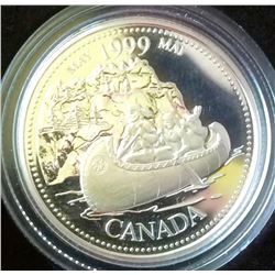 MRC: 1999 25-cent Sterling Silver May Millennium coin, C.O.A. & Lether clamshell Box