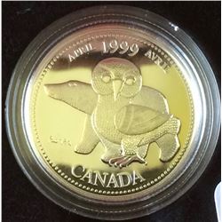 MRC: 1999 25-cent Sterling Silver April Millennium coin, C.O.A. & Lether clamshell Box