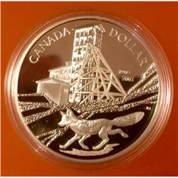 RCM: 2003 Proof Dollar--.999 Silver-100th ann, cobalt, C.O.A. Sleeve & Box