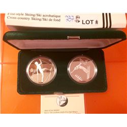 RCM: 1986 $20 Proof XV Olympic Winter Games, Set of Two Sterling Coin. Cross-Country Skiing & Free S