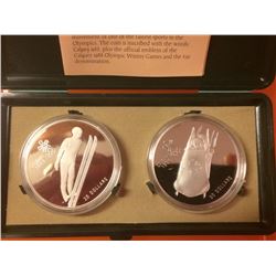 RCM: 1986 $20 Proof XV Olympic Winter Games, Set of Two Sterling Coin. Ski Jumping & Bobsleigh