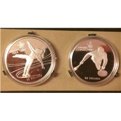 RCM: 1986 $20 Proof XV Olympic Winter Games, Set of Two Sterling Coin. Figure Skating & Curling