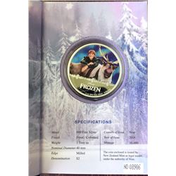 Niue Mint: 2016 Disney Frozen 1 Oz .999 pure Silver Coin -  KRISTOFF & SVEN and his Reindeer Friend 