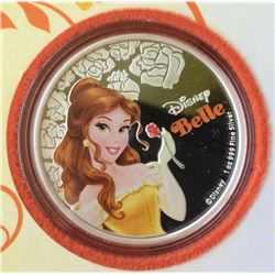 New Zeland Mint: 2015 Disney Princess Belle Surrounded by Relief Engraved Flowers. 1 Oz .999 pure Si