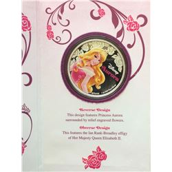 New Zeland Mint: 2015 Disney Princess Aurora Surrounded by Relief Engraved Flowers. 1 Oz .999 pure S