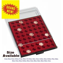 Coin boxes with round compartments available size 14mm, 15mm, 16mm, 16,5mm, 19 mm, 20mm, 21,5, 22mm,