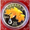 Image 1 : MRC: 2012 $20 Maple Leaf with Crystal Raindrop, 99,99 Fine Silver, C.O.A.No Tax