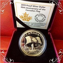 MRC: 2015 $1 Proof Silver 50th Anniversary of the Canadian Flag ,9999 pure silver, No Tax, CO.A.
