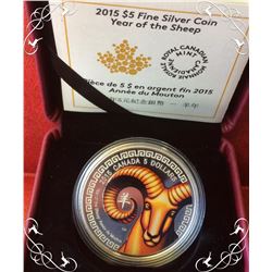 MRC: 2015 $5 Proof Fine Silver Year of the Shhep ,9999 pure silver, No Tax, CO.A.