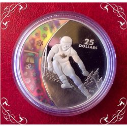 RCM: 2007 $25 Sterling Silver -Alpine Skiing-C.O.A, Box & Sleeve.