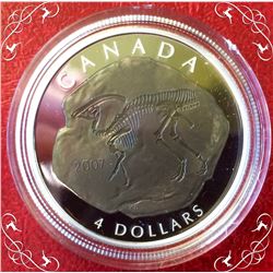 RCM: 2007 $4 Fine Silver Coin-Parasaurolophus, Fisrt Coin of the Serie.