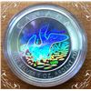 Image 1 : RCM: 2002 $5 1 Oz Fine Silver Maple Leaf Anniversary of the Loon, Hologram