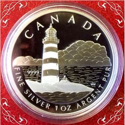 RCM: 2004 $20  Fine Silver 1 Oz Sambro Island Lighthouse C.O.A., Box & Sleeve.