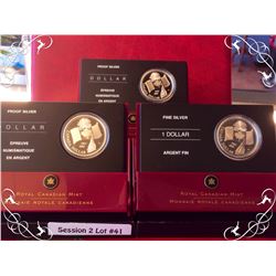 RCM: 2005 $1 Fine Silver, Lot of 3 Coins. 1967-2005 40th Anniversary Canada's National Flag