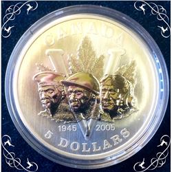 RCM: 2005-1945 $5 Fine Silver 60th Anniversary of the End of the Second Wold War