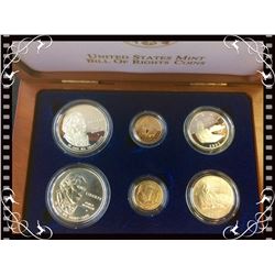 United State Mint:1993 Bill of Rights Commemorative Six Gold & Silver Coin Set In Wood Box contain 2