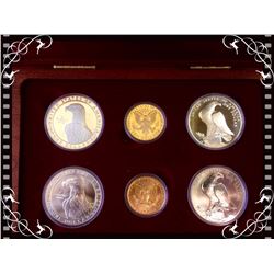 United State Mint: 1983-1984  olympic commemortive , Six-coin set( 2 x Gold Ten Dollars 90% 8,39 gr 