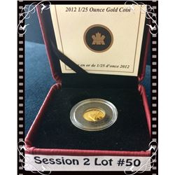 RCM; 2012 1/25 Ounce Gold Coin The Bluenose, C.O.A. No Black Sleeve