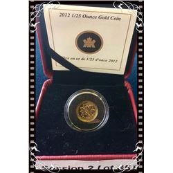 RCM; 2012 1/25 Ounce Gold Coin 1-Cent Farewell to the Penny C.O.A. No Black Sleeve