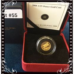 RCM; 2008 1/25 Ounce Gold Coin Havilland Beaver in Flight C.O.A. Box & Sleeve