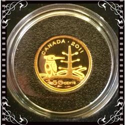 RCM; 2011 1/25 ounce 50 cents Pure Gold Coin Boreal Forest, C.O.A. Box & Sleeve