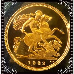 United Kingdom-Royal Mint: 1982 Proof Half Sovereign, Weight 3,99 grammes and mesures 19,30 mm in Di