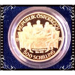 Austria: 1994 500 Shilling Gold Commemorative Issue: Series : 1768-1835 Republik of Osterreich ,9866