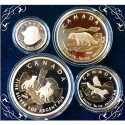 RCM: 2004 ,9999 Fine Silver Coin Set-Artic Fox (1oz+1/2 oz+1/4 oz+1/10 oz)