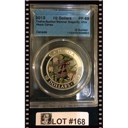 MRC: 2013 $10 Twelve-Spotted Skimmer Dragonfly, Ultra Heavy Cameo, PR-69 CCCS, No Tax