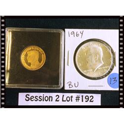 Gold and Silver Coin Duo: John F. Kennedy (22.11.1963) 3,44 gr 980/1000 Half Dollar Kennedy BU