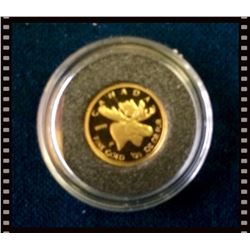 MRC:2004 1/25 Ounce Gold 99.99% Majestic Moose - 25th anniversary Gold Maple leaf.