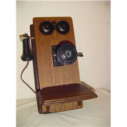 Oak Northern Electric Long Box Wall Phone