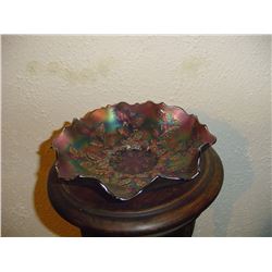 Large Purple Iridescent Carnival Glass Bowl