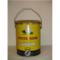 Very Nice 5 Gallon White Rose Pressure Gun Grease Pail
