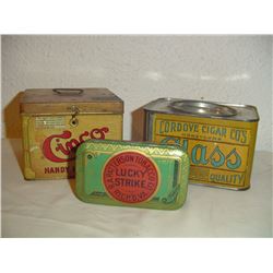 3 Different Square Tobacco Tins