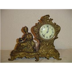 Ansonia Figural Mantle Clock Musician Playing Instrument