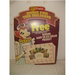 Bordens Elsie Cardboard Dairy And Ice Cream Advertising Sign