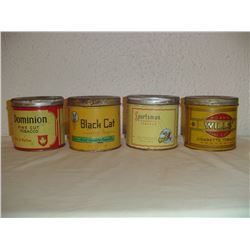 4 Old Round Advertising Tobacco Tins